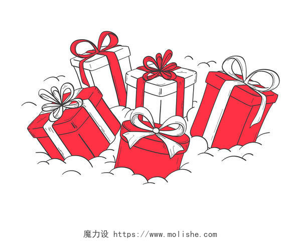圣诞节圣诞礼物元素红色礼物盒PNG素材
